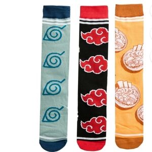 Bioworld Naruto Shippuden Crew Socks 3 Pack New